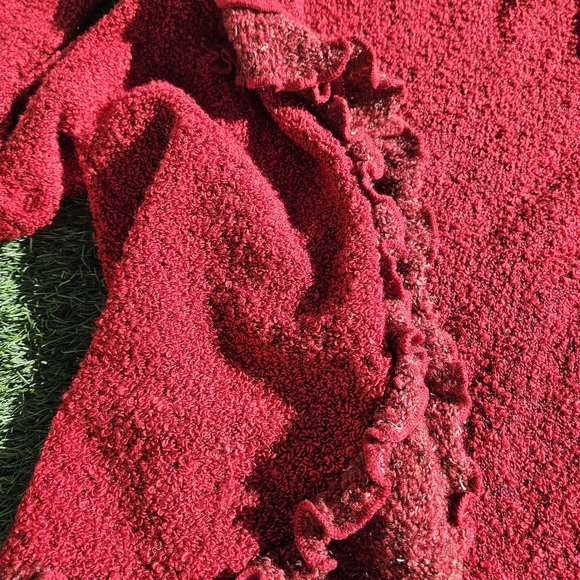 Gizel Sweater Cardigan Vintage Cardigan Red 1X Shoulder Pads 2-Button Closure - Picture 3 of 16